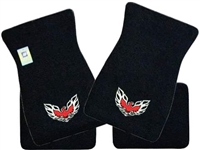 Image of 1970 - 1981 Firebird Cutpile Carpeted Floor Mats Set with the Iconic Wings-Up Trans Am Bird Logo