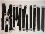 1971 Firebird Seat Belt Set, Front and Rear, Black with Deluxe Stainless Buckles, GM Original Restored