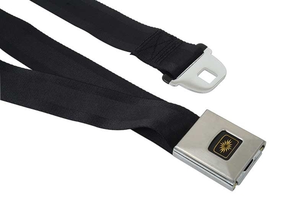 1967 Firebird Rear Deluxe Seat Belt with Black and Gold Starburst Push Button, Each