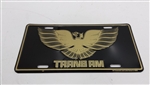 Image of TRANS AM Hood Bird License Plate, Black and Gold