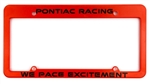 Image of Pontiac Racing License Plate Frame, Red and Black NOS