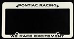 Image of Pontiac Racing License Plate Frame, White and Black NOS