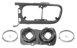 Image of 1969 Firebird Headlight Mounting Bracket, Bucket Bowls, Rings, and Outer Frame Assembly, LH