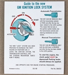 Image of 1969 - 1972 Firebird Ignition Lock Key Starting Sunvisor Sleeve Instruction Card