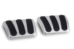 Image of Lokar 1967 - 1972 Firebird Brushed Billet Aluminum Curved Brake and Clutch Pedal Covers, Pair with Rubber Inserts