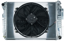 Image of 1967 - 1969 Pontiac Firebird COLD-CASE 23" Aluminum Radiator for Manual Trans with 16" Electric Fan and Custom Fit Aluminum Fan Shroud