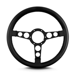 Image of 1969 - 1981 Firebird Trans Am Lecarra Billet Aluminum and Leather Wrap Formula Steering Wheel 1-1/8" Fat Grip, Black Leather with Black Spokes