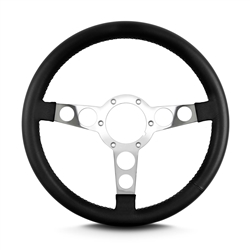 Image of 1969 - 1981 Firebird Trans Am Lecarra Billet Aluminum and Leather Wrap Formula Steering Wheel 1-1/8" Fat Grip, Black Leather with Polished Spokes