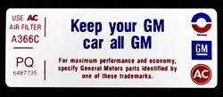 Image of 1972-1973 Air Cleaner Decal Keep Your GM All GM