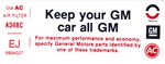 Image of 1975 Air Cleaner Side Service Instructions Decal - Keep Your GM
