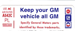1978 Firebird Trans Am 400 L78 Keep Your GM Air Cleaner Decal, PL 8997020