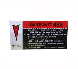 Image of 1973 - 1974 Pontiac Firebird and Trans Am 455 SD Super Duty Valve Cover Decal