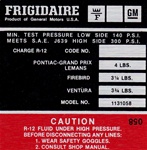 Image of 1974 Firebird Air Conditioning Compressor Decal, 1131058