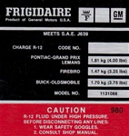 Image of 1978 Firebird Air Conditioning Compressor Decal, 1131086