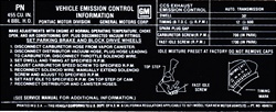 Image of 1971 Firebird Formula or Trans Am Emission Decal, 455 HO Automatic PN Code, 484674