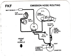 Image of 1990 Firebird Hose Routing Emission Decal 5.0E Code FKF