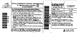 Image of 1991 Firebird 3.1 Engine Auto Transmission Emission Decal with California Regulations, LAB Code 10145439