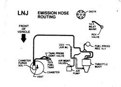 Image of 1991 Firebird Hose Routing Emission Decal 3.1 Code LNJ