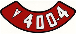 Image of Pontiac 400 4V Air Cleaner Breather Decal, Red with Arrowhead