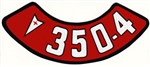 Image of 350 4V Air Cleaner Decal, Red with Pontiac Arrowhead