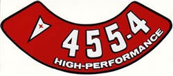 Image of 455 4V High Performance Air Cleaner Breather Decal, Red with Pontiac Arrowhead