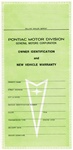 Image of 1968 Pontiac Firebird New Vehicle Warranty Owners Identification Card