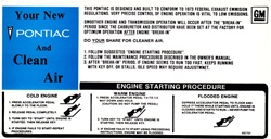 Image of 1973 Firebird Sunvisor Engine Starting Instruction Decal, 492700
