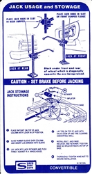 Image of 1967 Firebird Convertible Trunk Jacking Instructions Decal for Space Saver Spare Tire