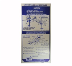 Image of 1969 Firebird Trunk Jacking Instructions Decal for Conv with Space Saver Spare