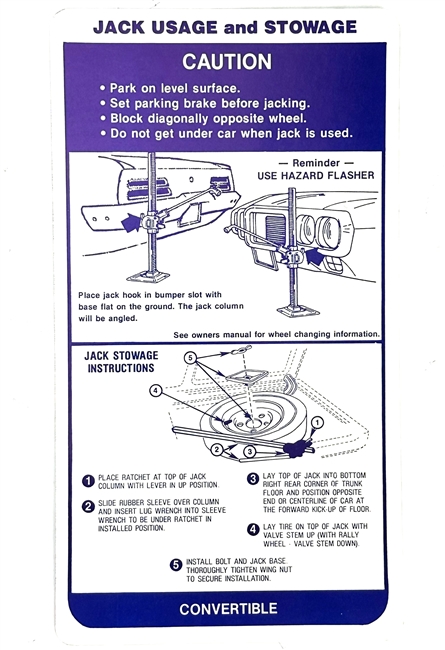 Image of 1969 Firebird Trunk Jacking Instructions Decal