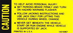 Image of 1979 - 1981 Jack Base Caution Trunk Decal, 14016967