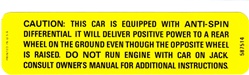Image of Positive Traction Rear End Anti Spin Trunk Jacking Caution Warning Decal, 587514