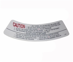 Image of 1967 - 1972 Firebird or Trans Am Space Saver Spare Rim Wheel Caution Decal