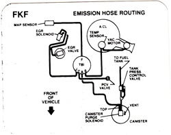 Image of 1990 Firebird 5.0 Emission Hose Routing Decal, Code FKF