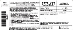 Image of 1992 Firebird 3.1 Engine Emission Decal, with Automatic Transmission, PBF Code 10165152