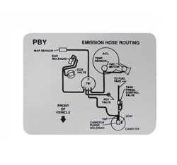 1992 Firebird 5.0 Emission Hose Routing Decal for California Regulations, Code PBY