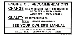 Image of 1970 - 1981 Firebird Canadian Engine Oil Change Recommendation Decal | Firebird Central