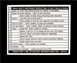 Image of 1970 - 1981 Firebird or Trans Am Glove Box Mileage and Maintenance Decal, 3991749