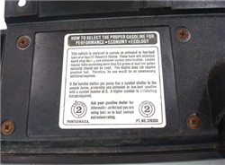 Image of 1970 - 1981 Firebird Glove Box Fuel Gas Recommendation Decal, 339203