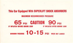 Image of Firebird Superlift Rear Shock Absorbers Information Card, Air Adjustable