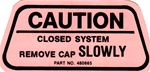 Image of 1970 Firebird Fuel Gas Cap Warning Decal for California
