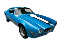 Image of 1970 - 1972 Trans Am Stripe Decal Kit, WHITE Stripes for a Blue Car