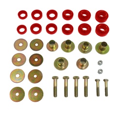 Image of 1967 - 1972 Firebird Polyurethane Body Mount Bushing Set with Steel Sleeves, Hardware Included, RED