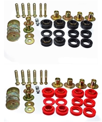 Image of 1977 - 1981 Firebird and Trans Am Black Polyurethane Body Bushings Set with Steel Sleeves and Hardware