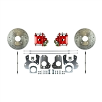 Image of 1982 - 1992 Firebird Rear Disc Brake Conversion Kit, Red Calipers Drilled & Slotted Rotors