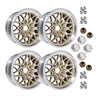 Image of 1978 - 1981 17"x9" Cast Aluminum Firebird Gold Snowflake Wheel Kit with Lug Nuts and Gold Bird Center Caps, Set of 4
