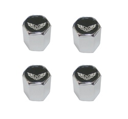 Image of Firebird Chrome Valve Stem Cap Kit Black With Silver Bird