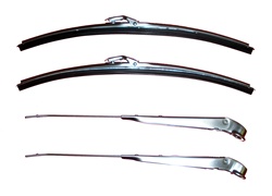 Image of 1967 - 1969 Firebird Windshield Wiper Arms and Blades Kit for Convertibles, Brushed Finish