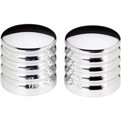 Image of Universal Custom Windshield Wiper Delete Post Cover Caps, Polished Billet Aluminum RIBBED STYLE, PAIR