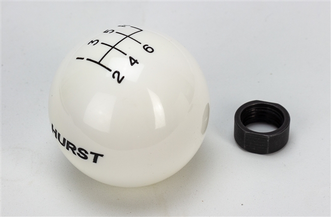 Image of Shifter Knob in White, 6 Speed, Stock Handle Size 16 MM x 1.50